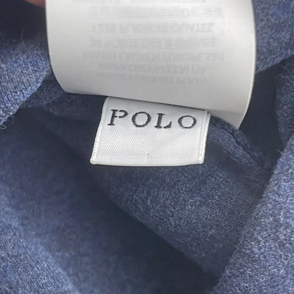 Polo Ralph Lauren Mens Medium Navy Blue Herringbone Quarter Zip Pullover Sweater